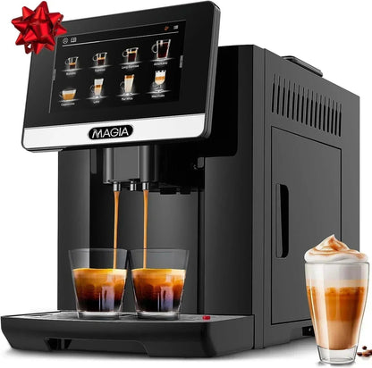 Zulay Magia Super Automatic Coffee Espresso Machine - Durable Espresso Machine With Grinder - Coffee Maker With Easy To Use 7” Touch Screen, 19 Coffee Recipes, 10 User Profiles