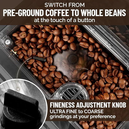 Zulay Magia Super Automatic Coffee Espresso Machine - Durable Espresso Machine With Grinder - Coffee Maker With Easy To Use 7” Touch Screen, 19 Coffee Recipes, 10 User Profiles