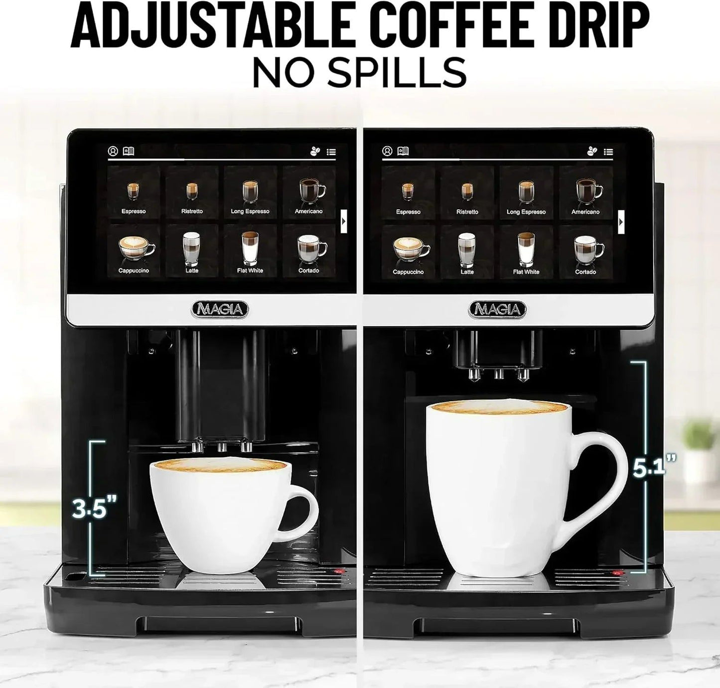 Zulay Magia Super Automatic Coffee Espresso Machine - Durable Espresso Machine With Grinder - Coffee Maker With Easy To Use 7” Touch Screen, 19 Coffee Recipes, 10 User Profiles